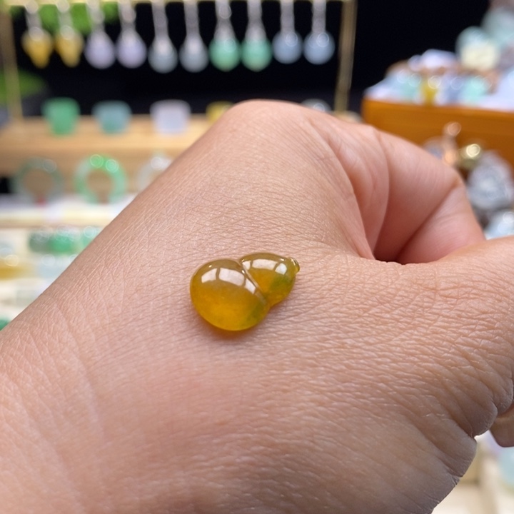 翡翠吊坠(不含链)未镶嵌翡翠冰黄加绿葫芦