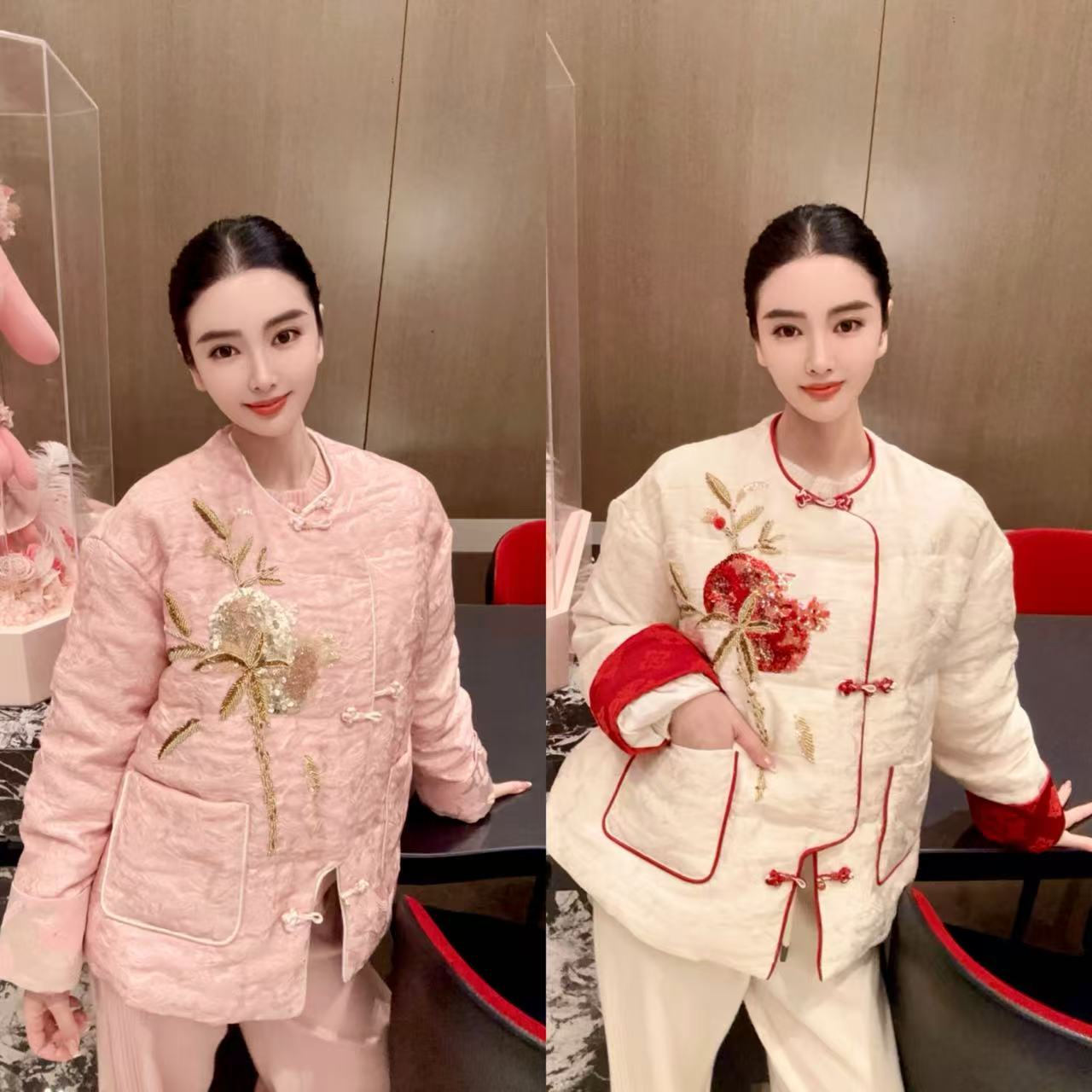 DL乐乐家【冬日简讯】气质新中式厚款单排扣重工提花百搭鹅绒服外套