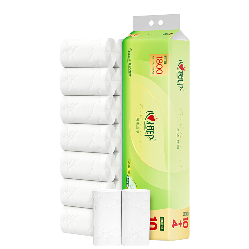 RW512心相印茶语丝享129克14粒单提装四层无芯卫生纸家用卷纸厕纸