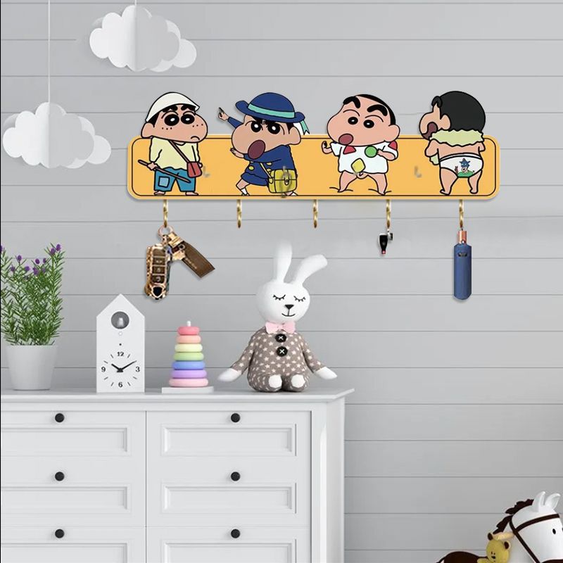 蜡笔小新可爱挂画钥匙收纳装饰挂钩装饰画玄关入户免打孔家居