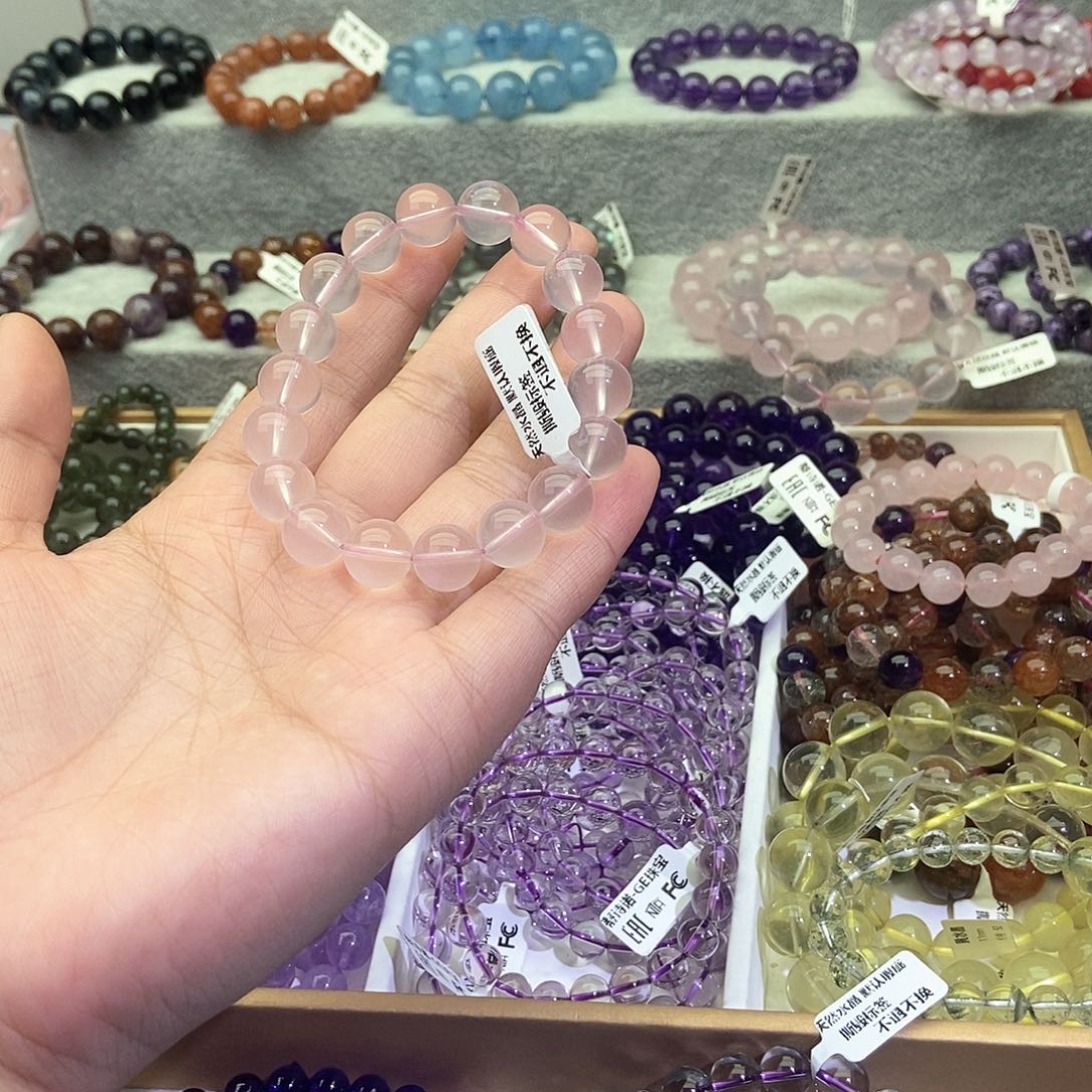 水晶手链未镶嵌二*～六芒星粉水晶11.8