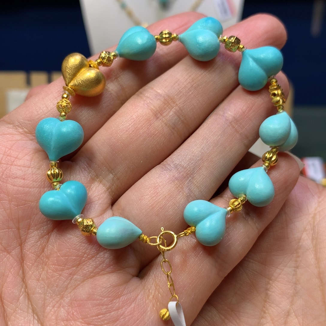 绿松石18K金镶嵌手链