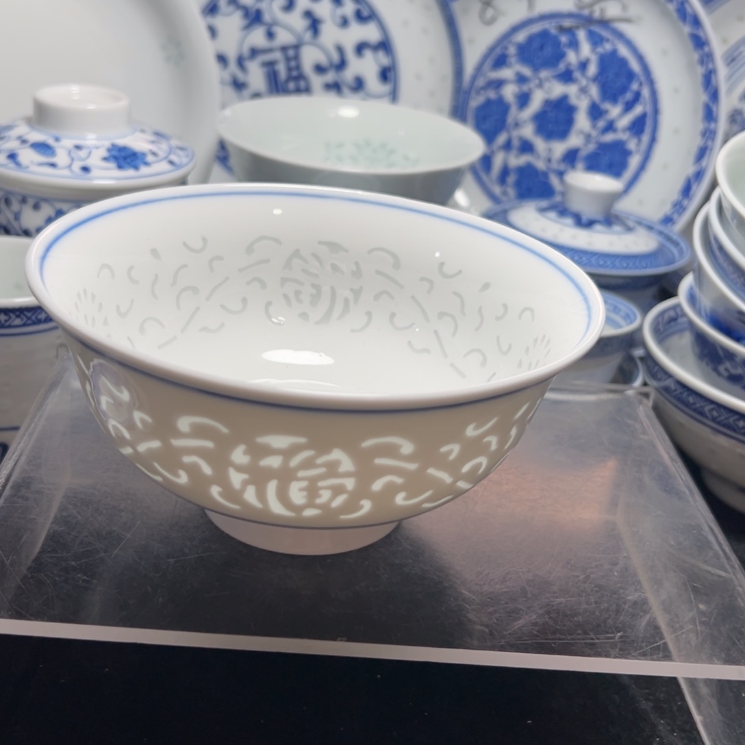 碗6寸素玲珑雕刻福字小面碗