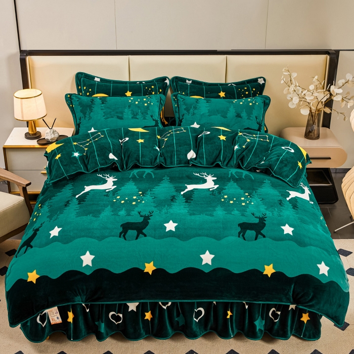 高克重牛奶绒印花四件套