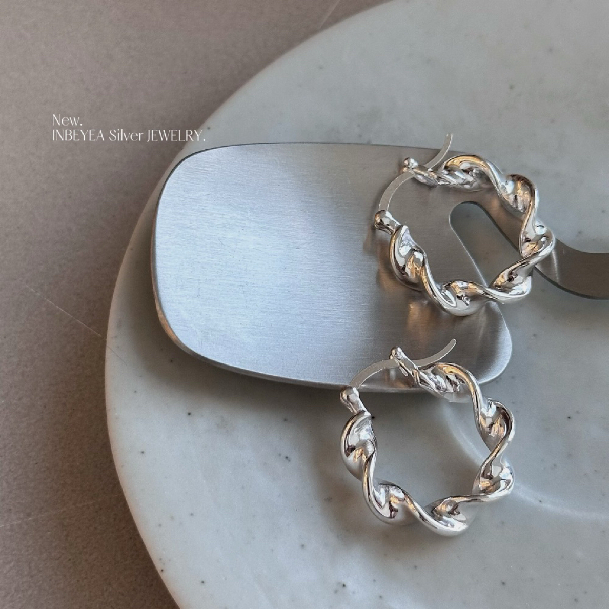 925银耳饰 螺旋耳扣 通体银18mm 32485