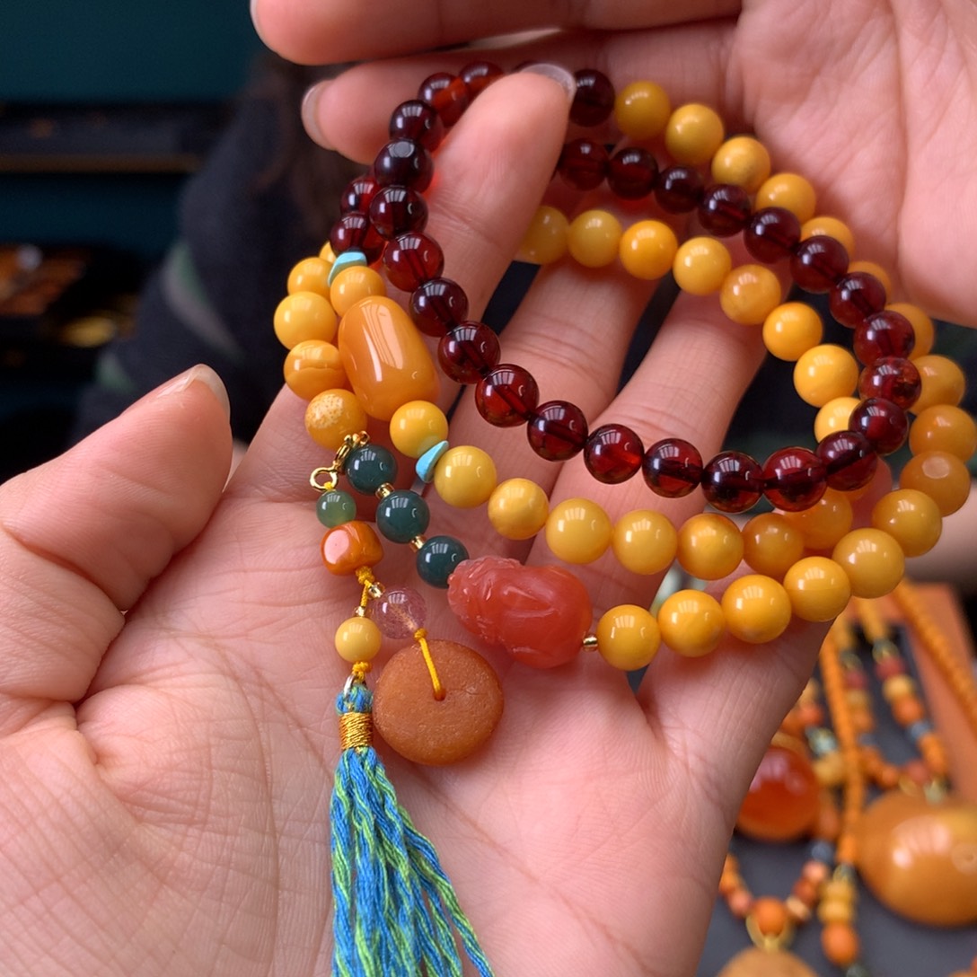 琥珀未镶嵌手串微瑕