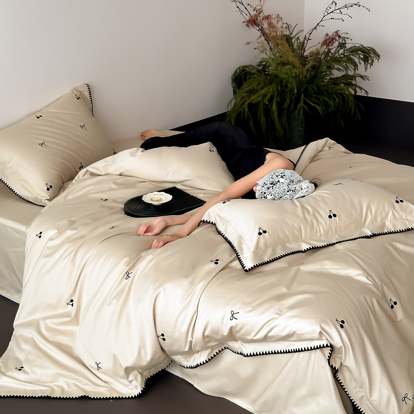 100支澳棉磨毛纯色四件套 冬季加厚全棉长绒棉保暖轻奢高端套件