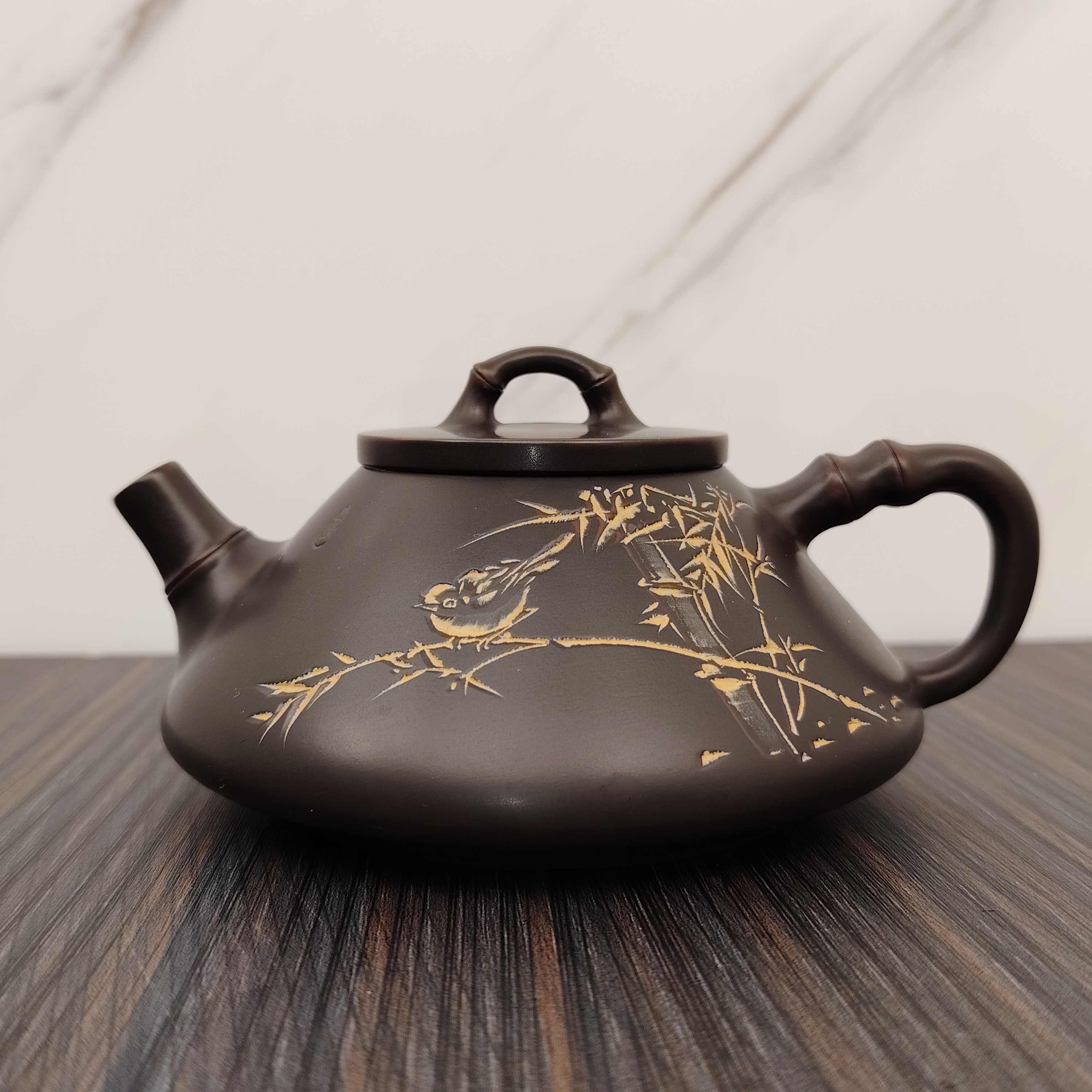 钦州泥兴陶壶功夫泡茶壶茶具250毫升竹节石瓢壶全手工泡茶壶茶杯