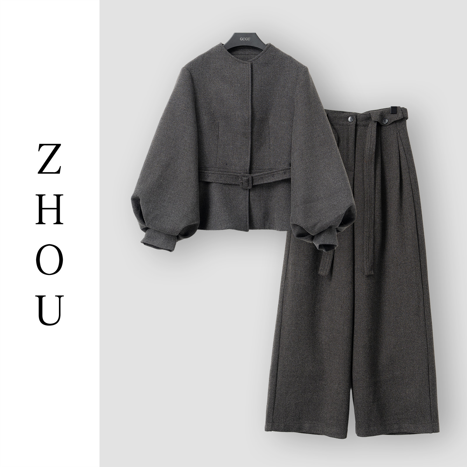 （周哥甄选）灰色时尚套装-32077