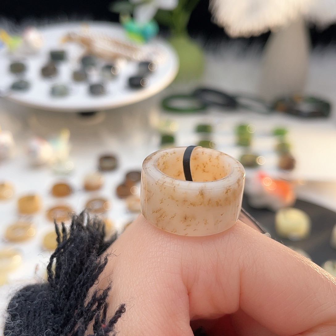 和田玉未镶嵌戒指k31桂花糕直切16.8mm