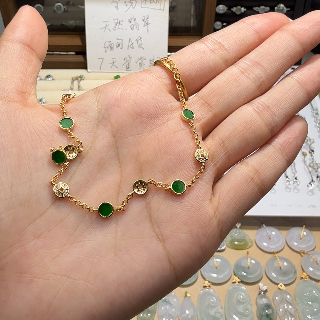 翡翠银S925镶嵌手链