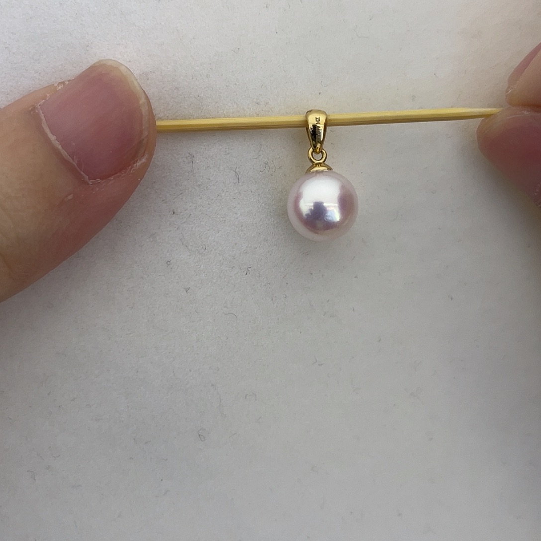 海水珍珠吊坠(赠链)18K金镶嵌8.5-9瓜子扣