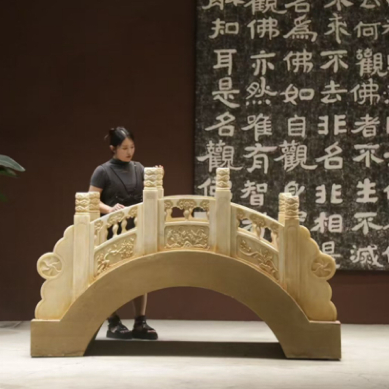 石雕石拱桥适用于庭院景观，长2.5米