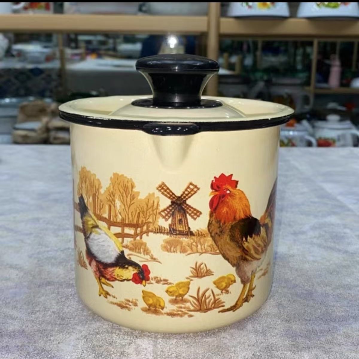 12cm珐琅搪瓷油壶 特技加厚 大公鸡 