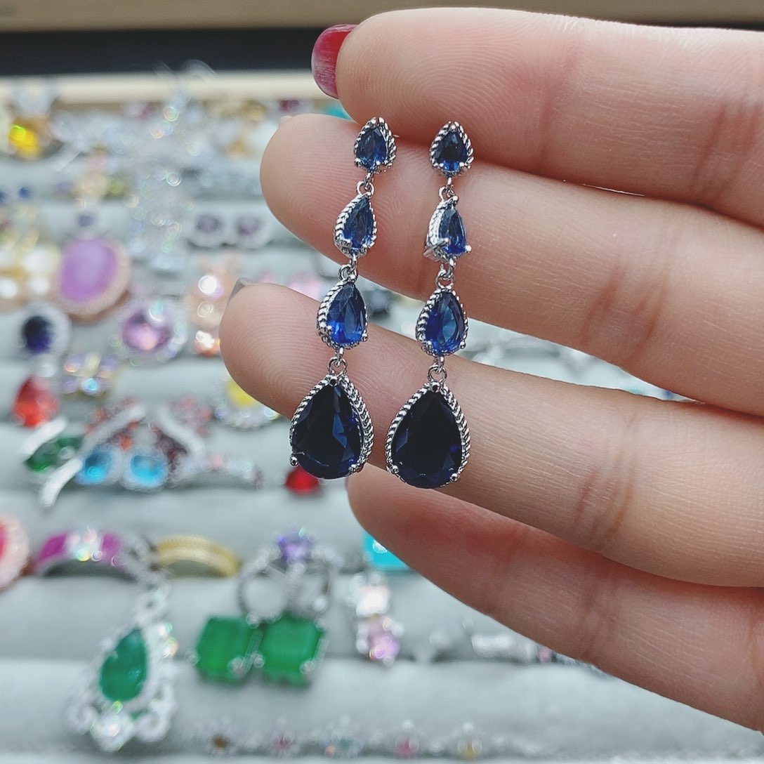 【闪购商品】托帕石耳饰银S925镶嵌