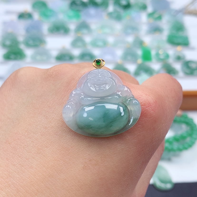 【闪购商品】翡翠吊坠(赠链)18K金镶嵌