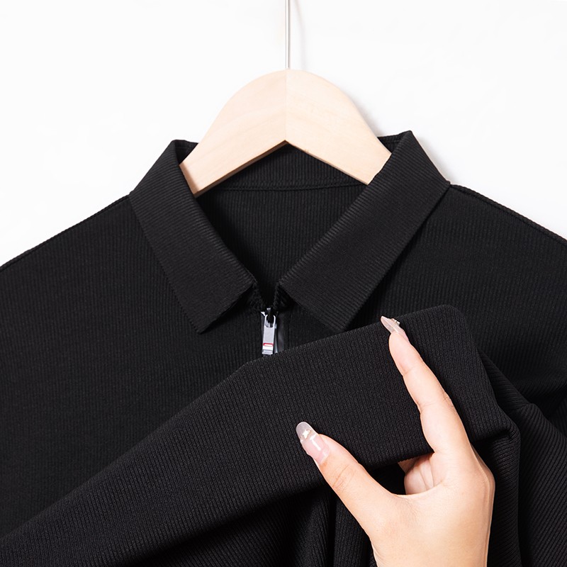 2025春秋新款时尚休闲百搭半拉链长袖POLO衫中青年polo衫男款