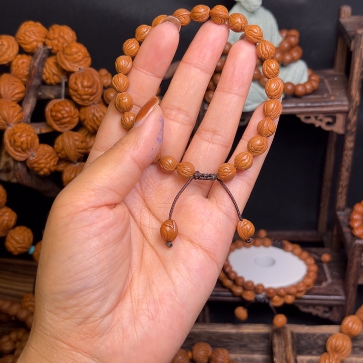 养***多桃核手串小龙纹手串