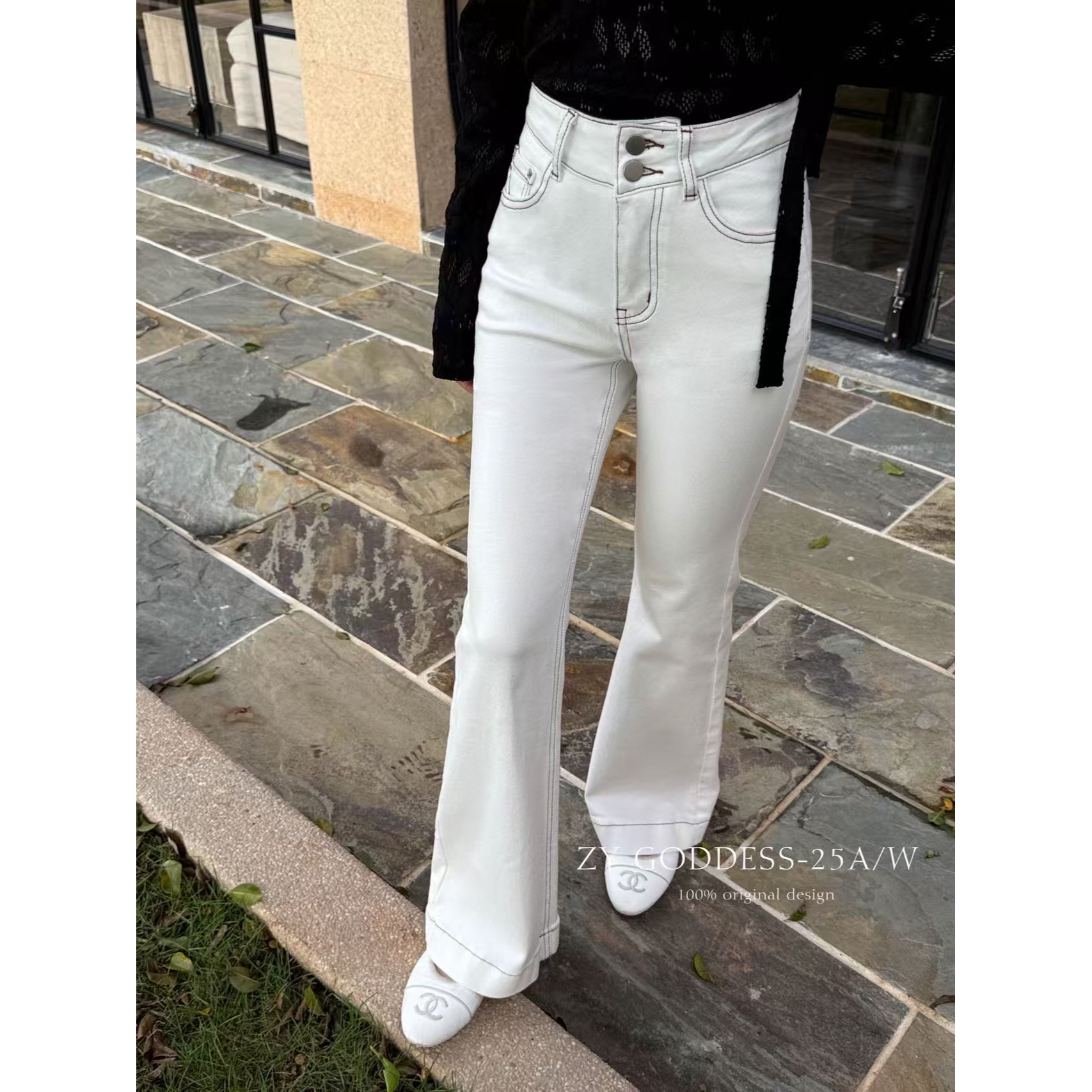 ZY 福（1zy8813#）基础复古-百搭洗水微喇叭显瘦牛仔裤 12-29 