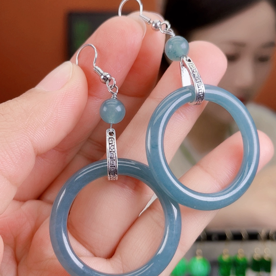 翡翠未镶嵌耳饰饰品