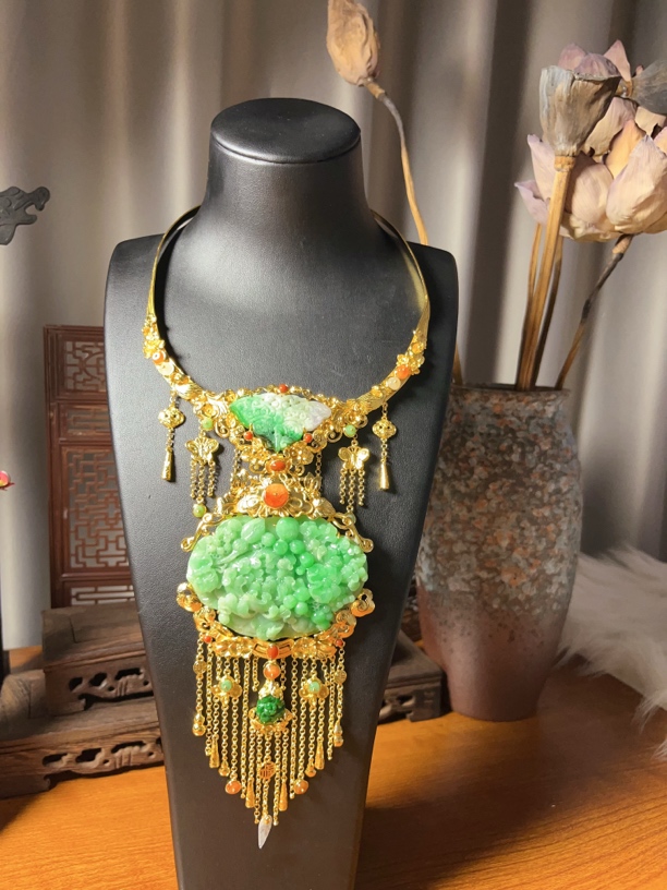 台湾工鎏金吊坠一套