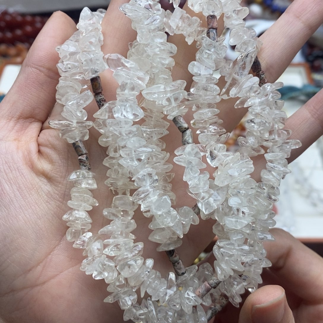 玛瑙/玉髓未镶嵌珠宝半成品一条装纯天然白水晶碎石加长版