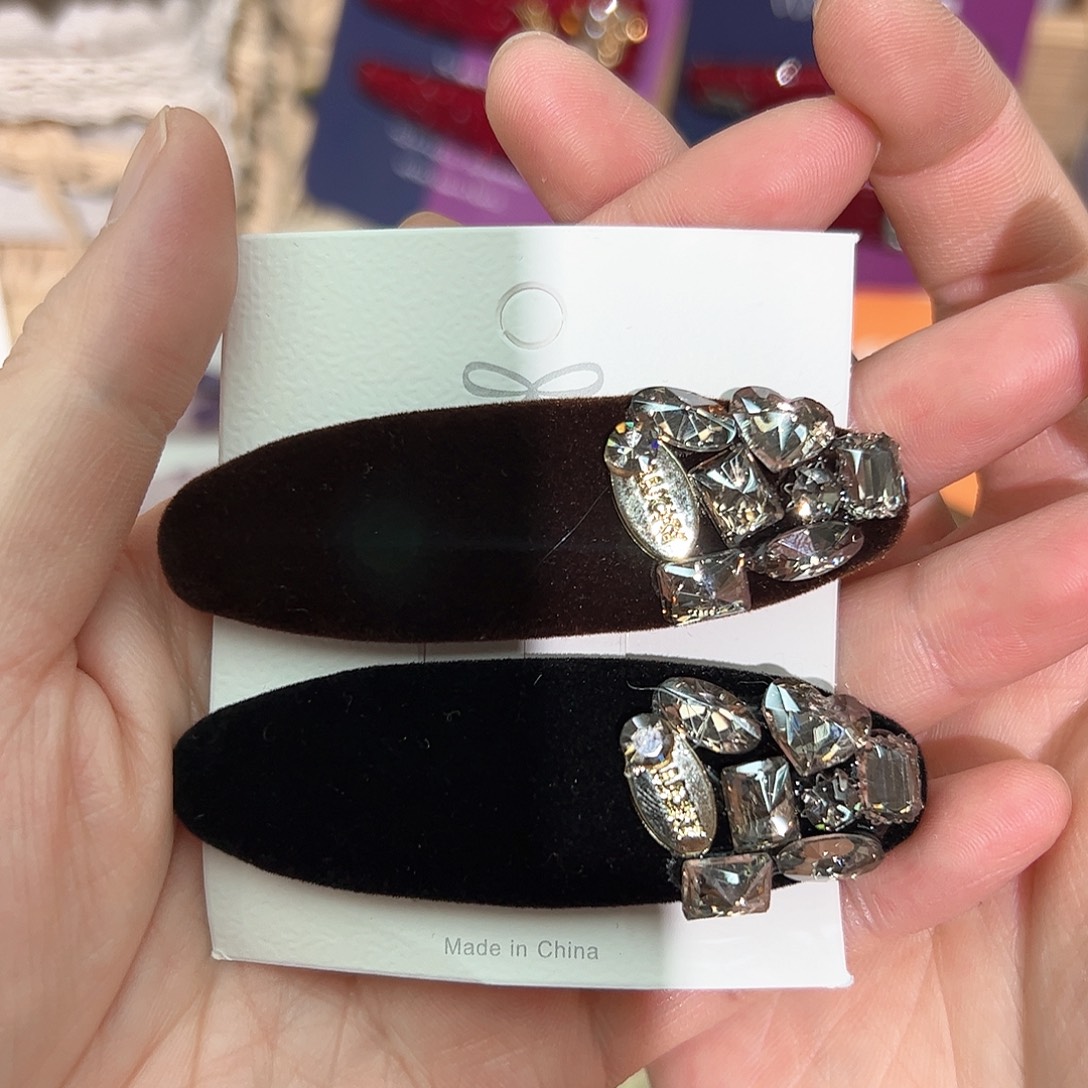 布艺非金属爆米花黑色和咖色拼拜拜夹