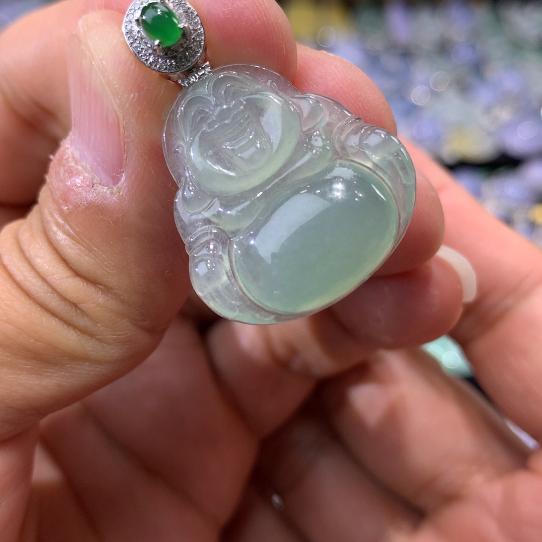 翡翠吊坠(不含链)18K金镶嵌