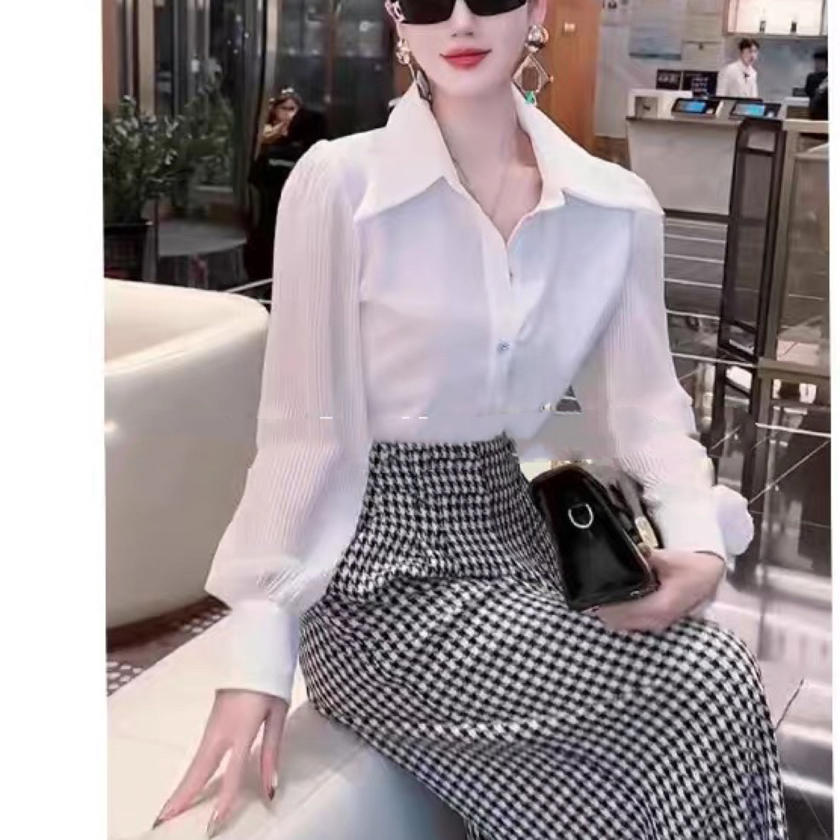 9227-G-1-1-1  时尚套装女高级感气质名媛小香风长袖纯色百搭上衣