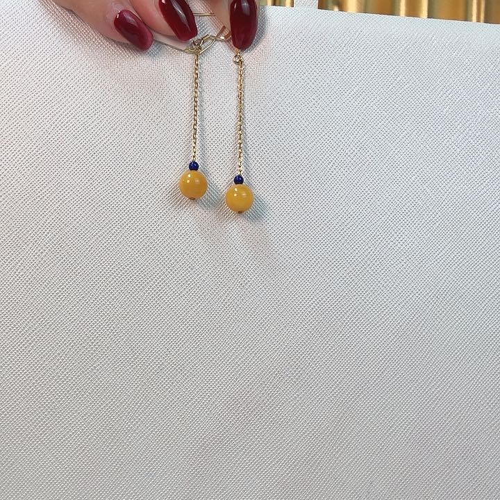 琥珀耳饰未镶嵌蜜蜡耳环