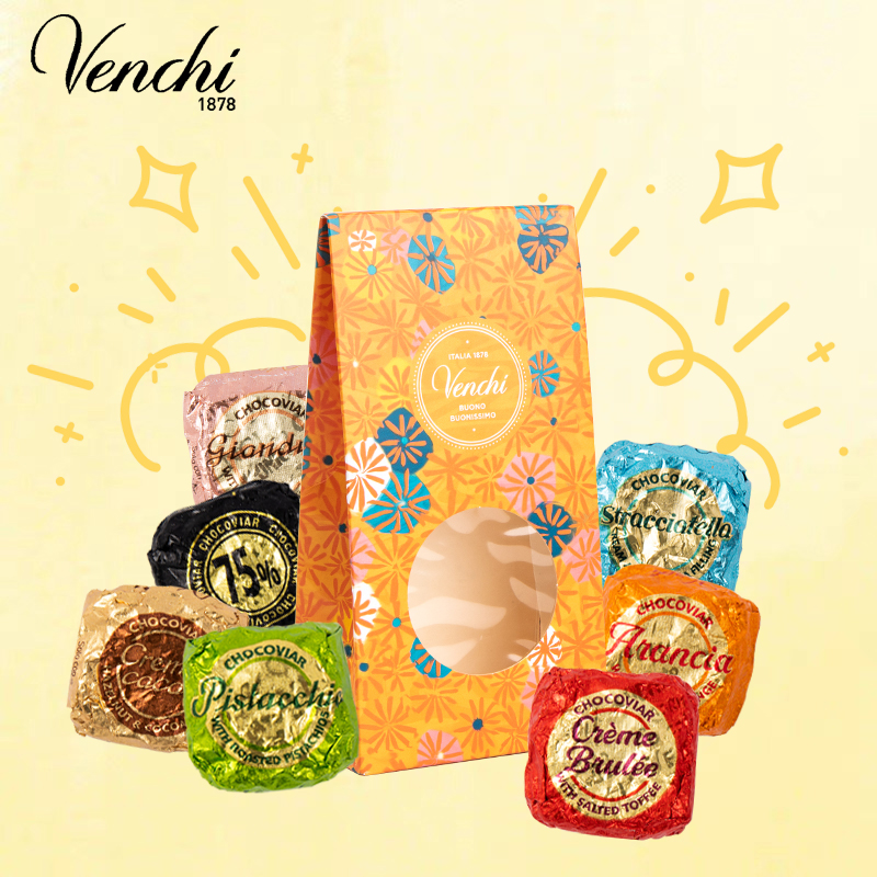 意大利闻绮venchi巧克力鱼子酱礼袋喜糖男女朋友圣诞新年节日礼物