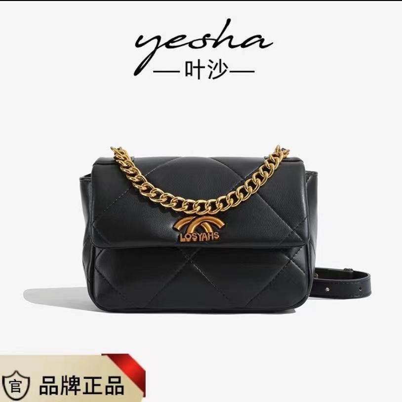 轻奢百搭复古肩包小众休闲小香风时尚女士黑色真皮胖子H082