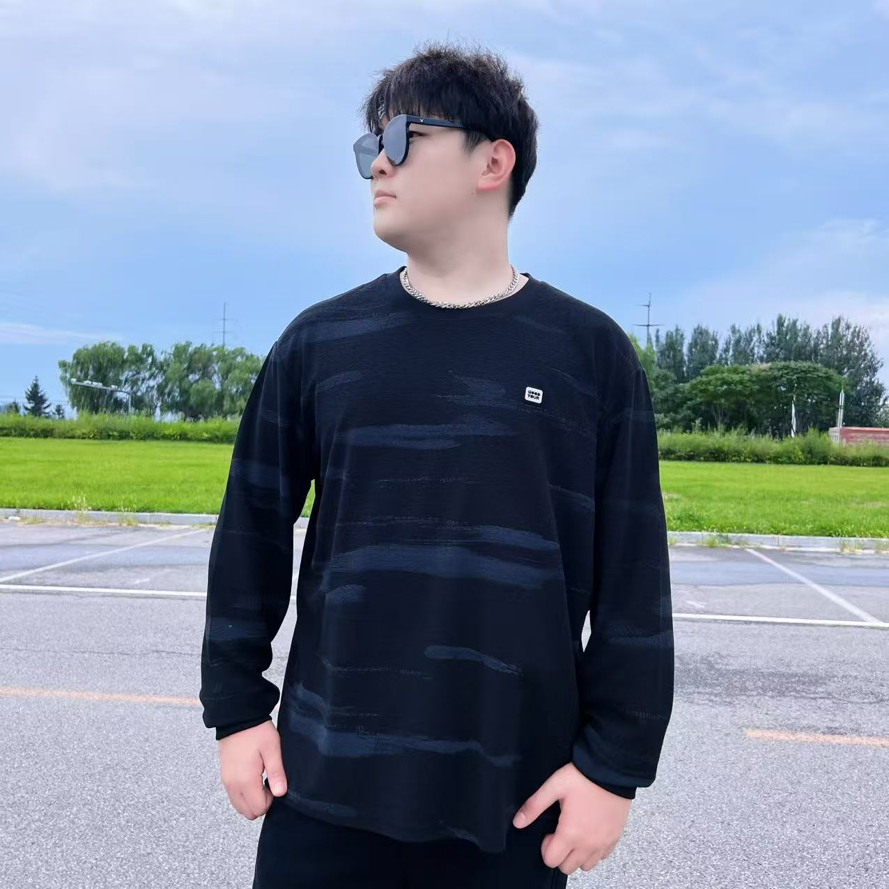 大码男装 秋季上新 时尚晕染潮牌卫衣 男士加大72663