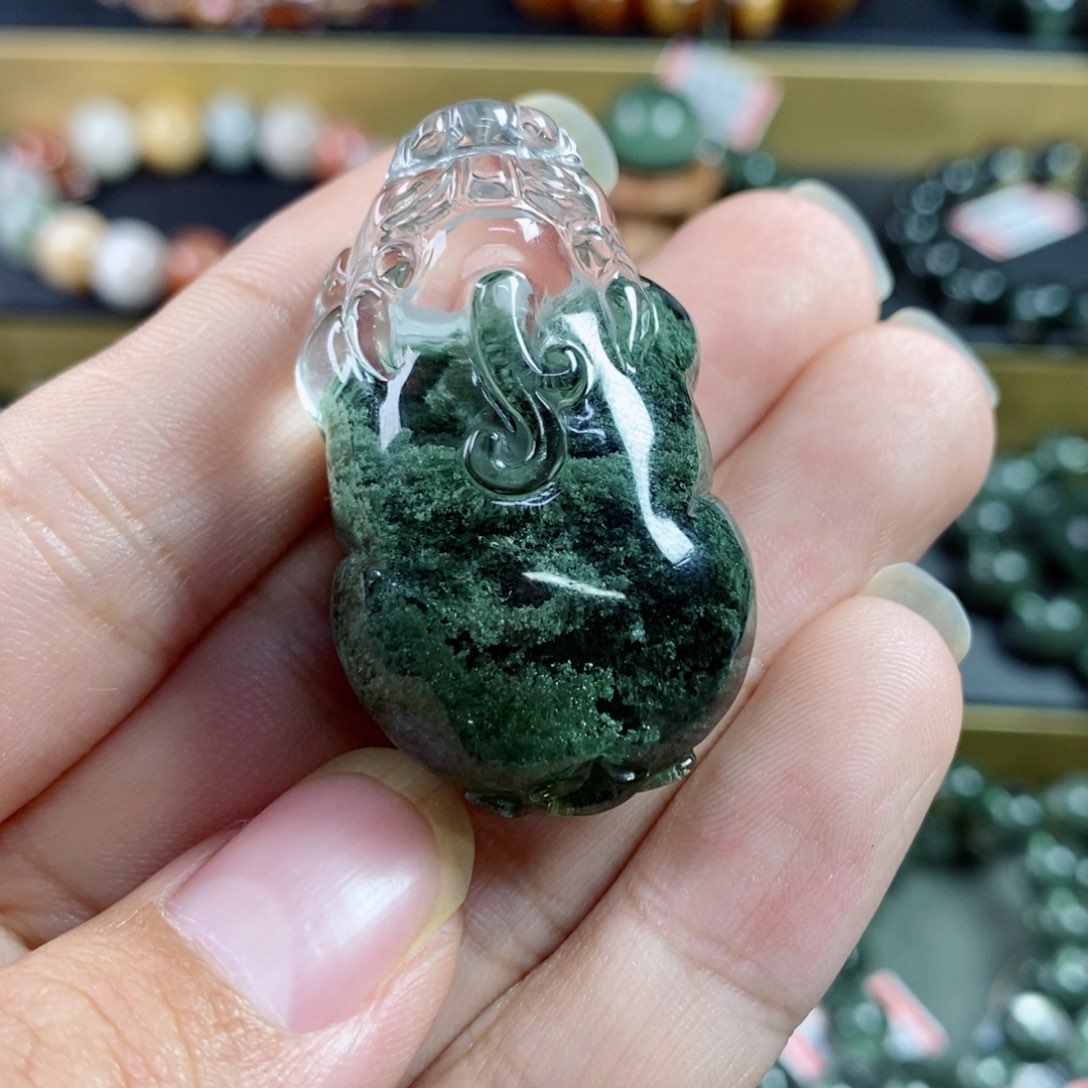 水晶吊坠未镶嵌绿幽灵貔貅4999