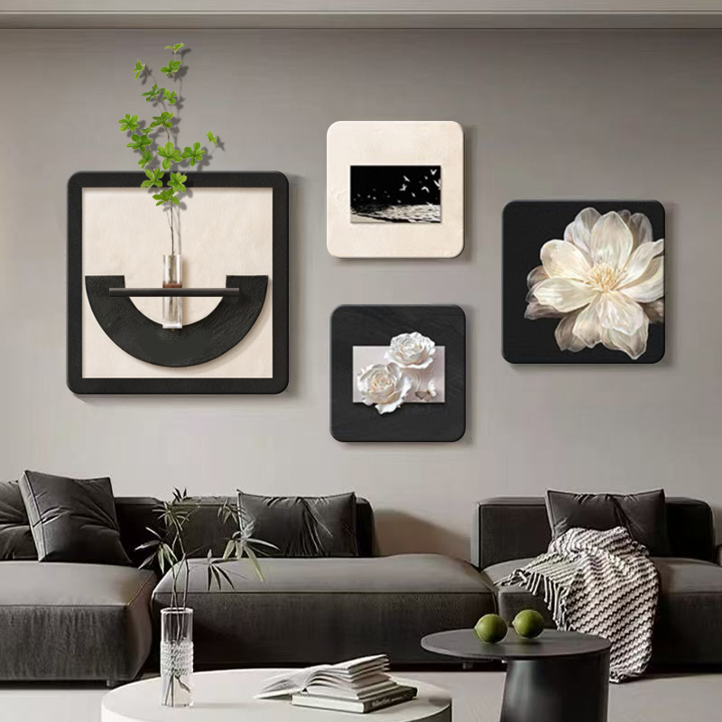 CS-069中古风沙发背景墙装饰画简约客厅大白墙挂画水培绿植挂画