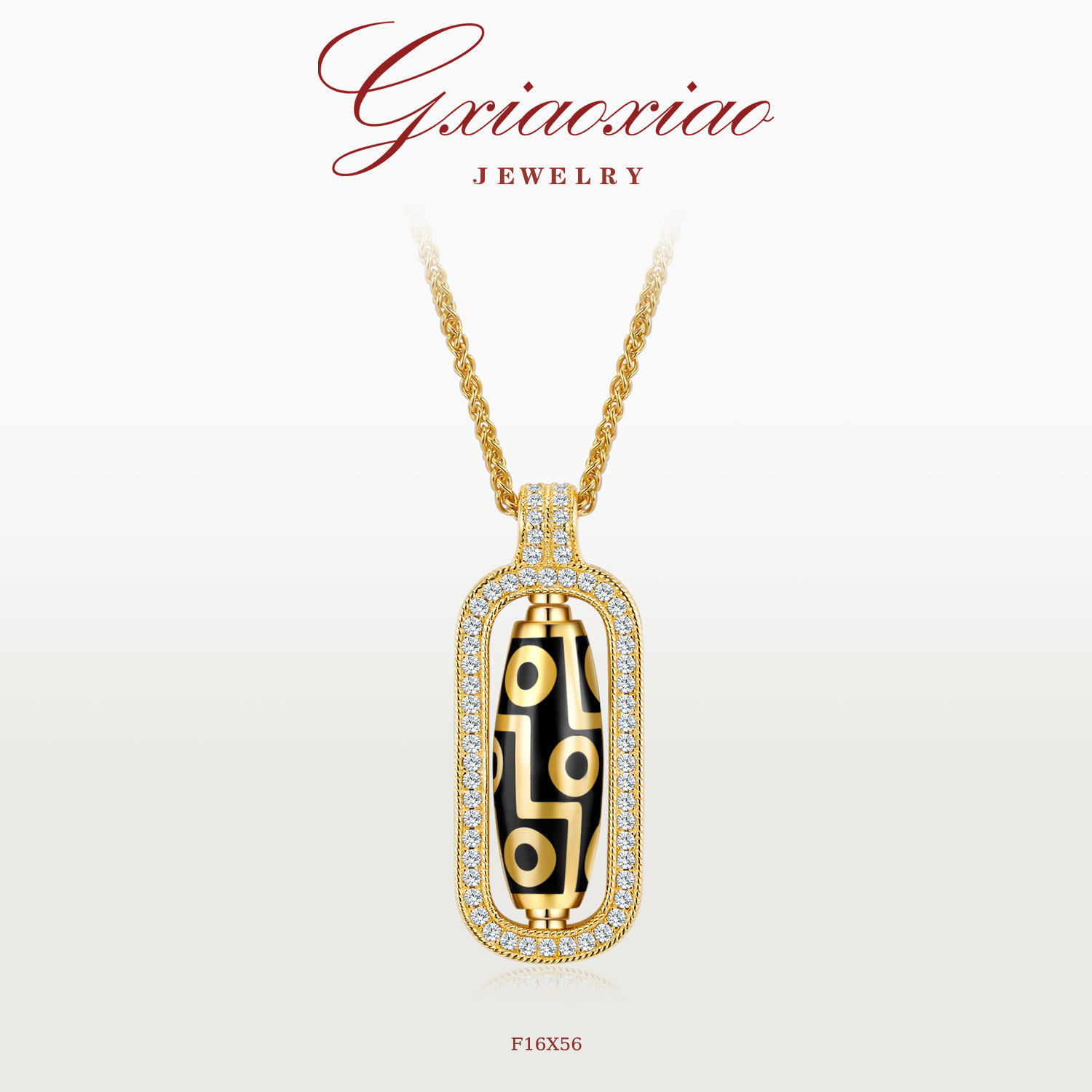 G XIAOXIAO 镀K金 新中式气质复古高级感九眼项链 F16X56