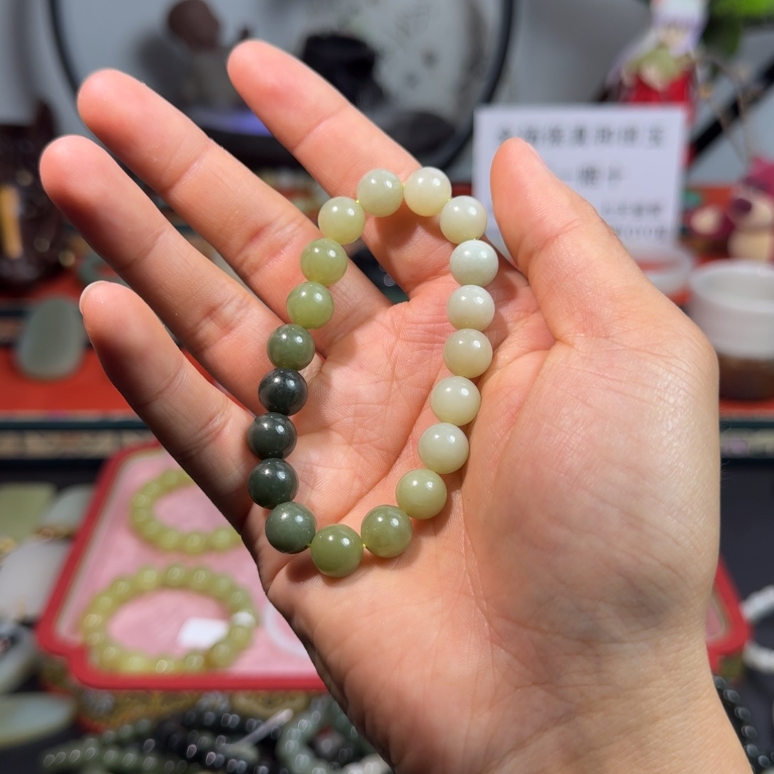 和田玉手串未镶嵌和田玉卡10