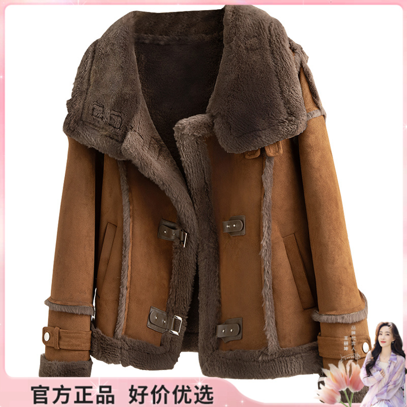 【品牌奥莱】丝柏舍2025春新款女装短款拼接机车风外套S44B7215A