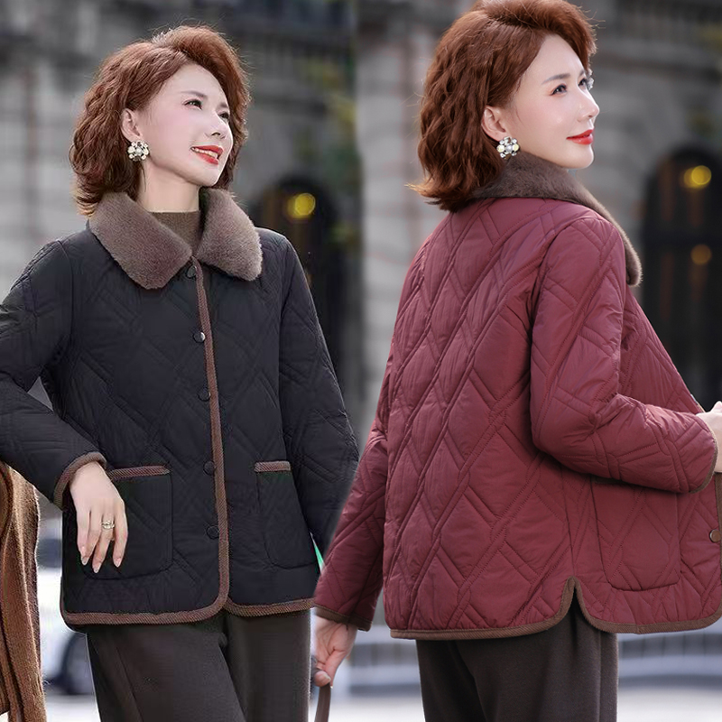 加绒时尚加厚韩版秋冬季保暖百搭千金风洋气棉服休闲棉衣毛领棉服