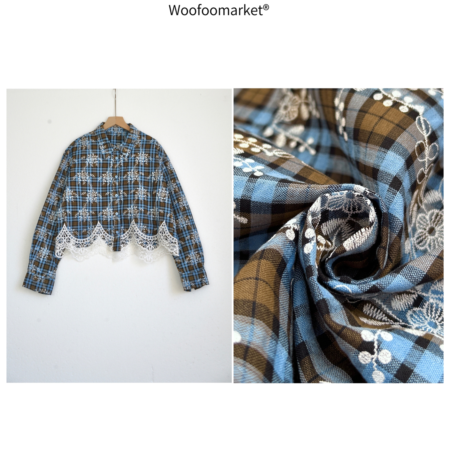 【海街日集】花影集~印花提花复古格纹短款衬衣小个子 CY621