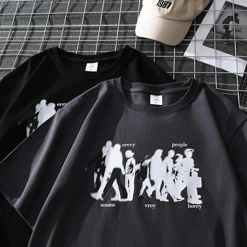 【no退no换】美式潮牌重磅纯棉短袖t恤男夏休闲宽松情侣短袖女体恤