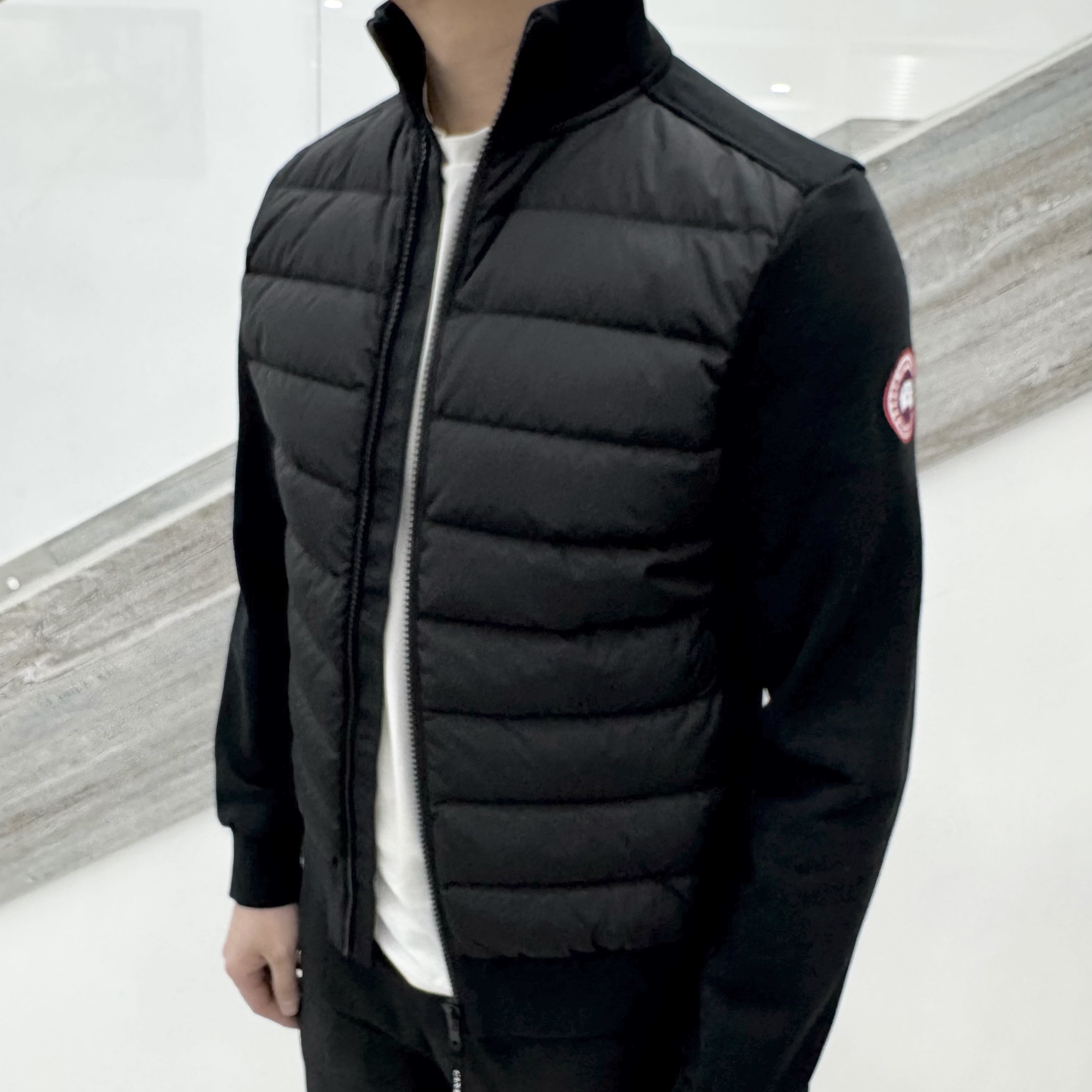 未使用 CANADA GOOSE 加拿大鹅6620立领拉链羽绒棉质针织拼接外套