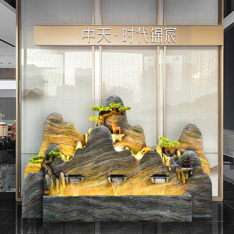 大型落地假山循环流水鱼缸风水轮公司屏风客厅庭院景观装饰品摆件