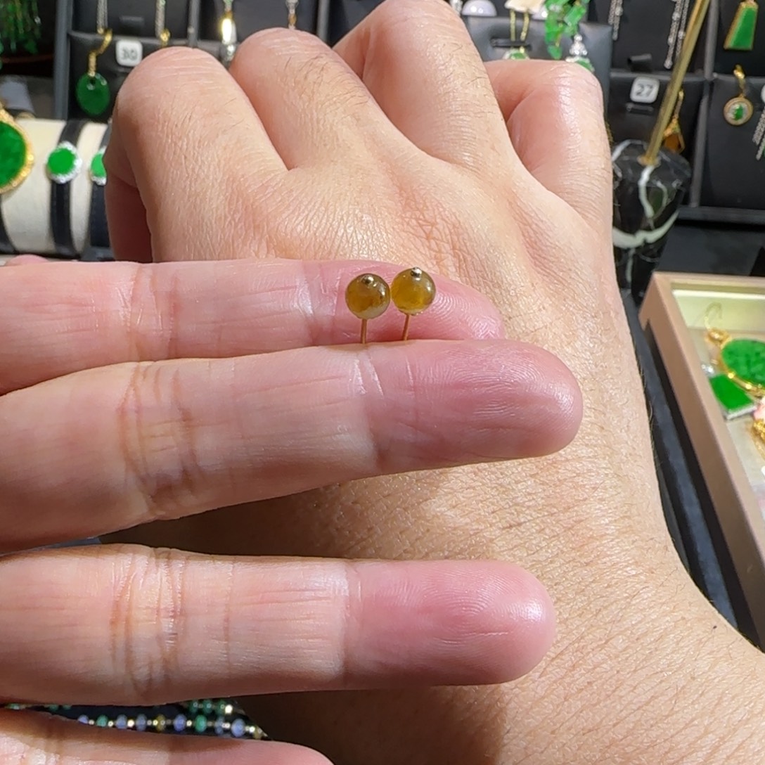 翡翠18K金镶嵌颈饰耳钉