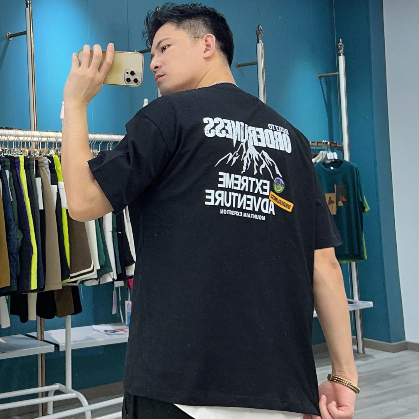 大占推荐 381 雪山字母夏季休闲时尚短袖T恤