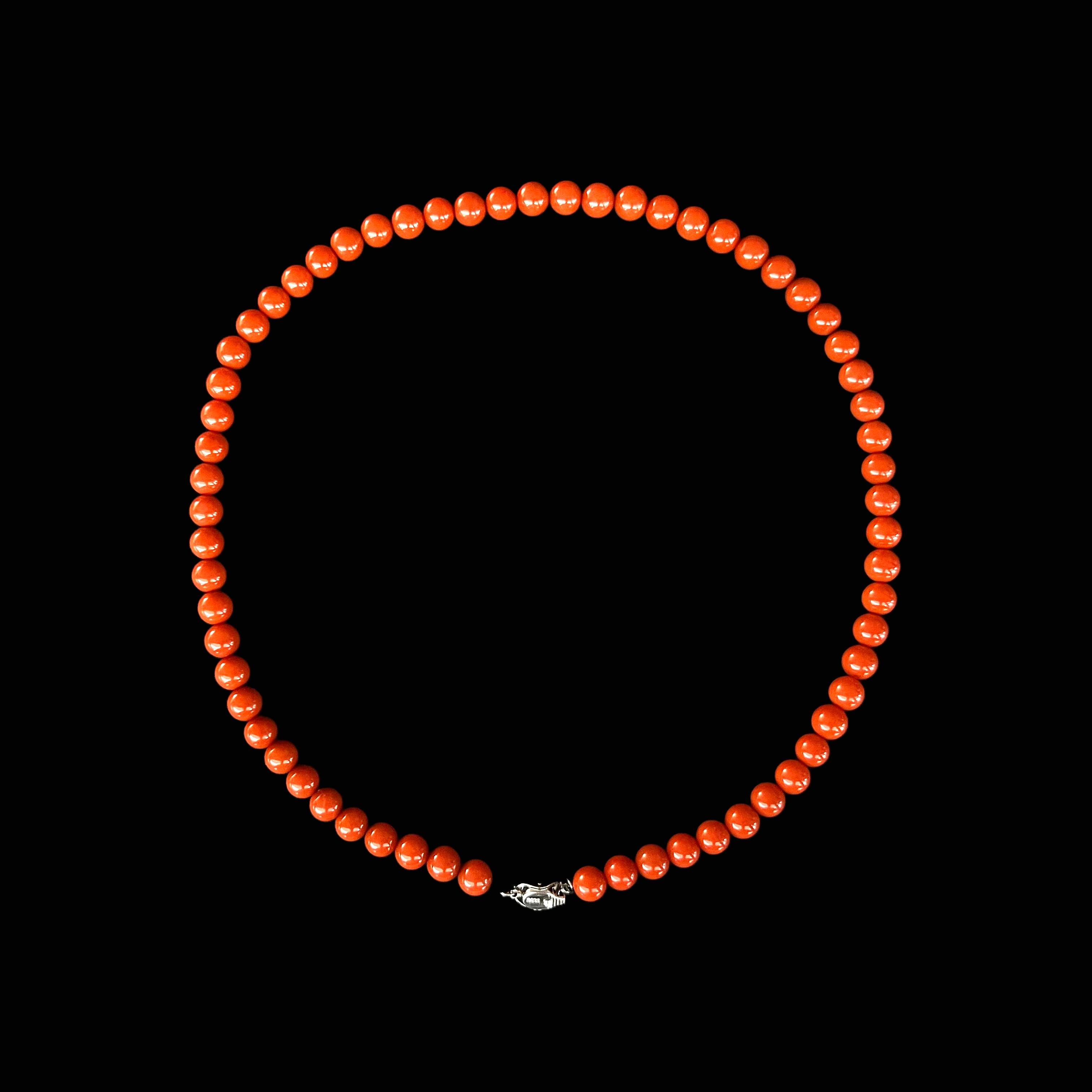 南红圆珠项链 珠径约6-7mm 链长约43cm