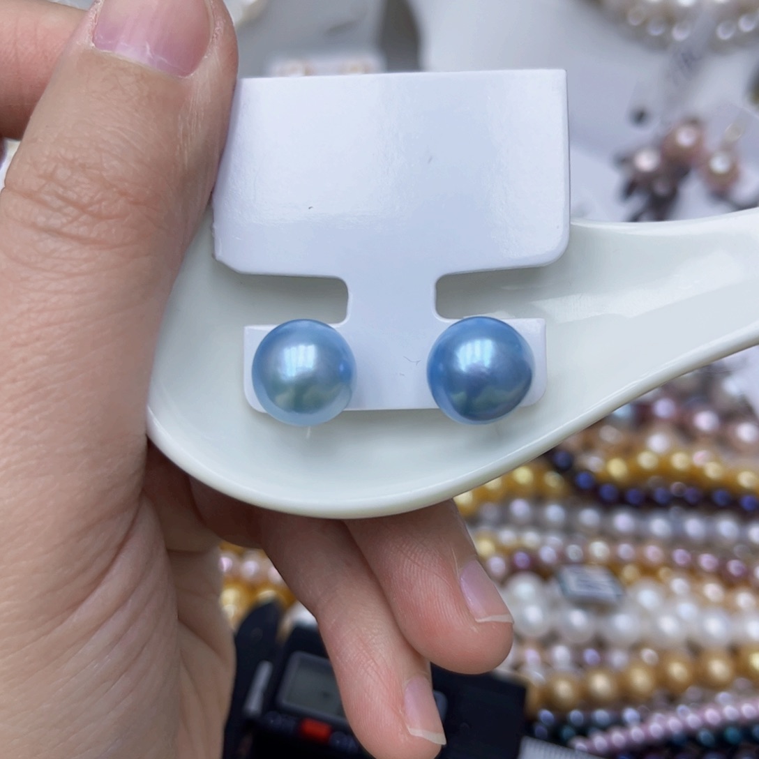 淡水珍珠耳饰银S925镶嵌