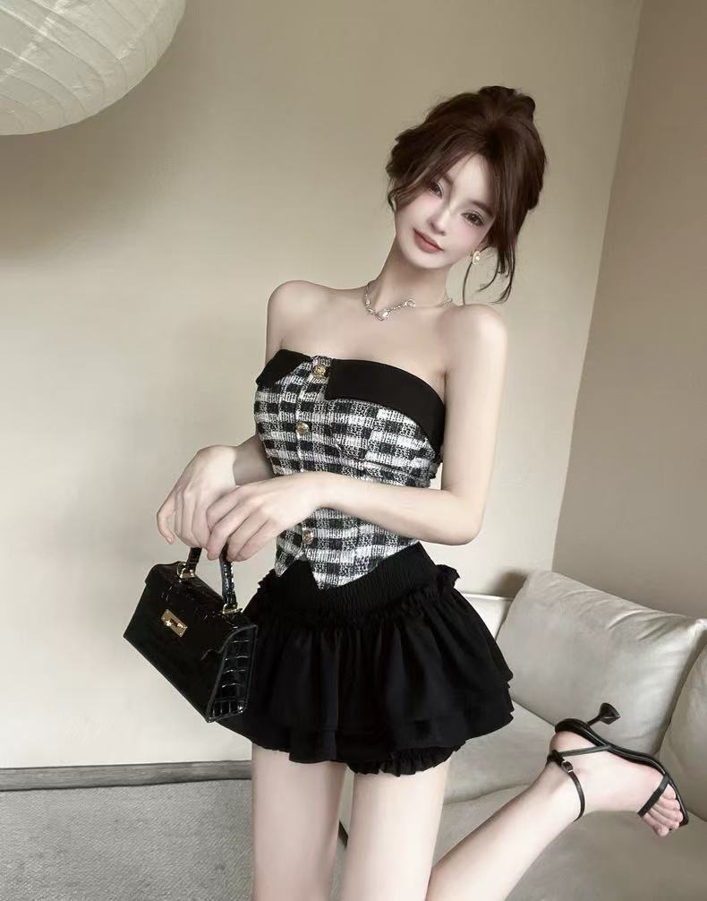 T字组 01-100）百搭短款修身长袖V领洋气露肩显瘦修身方领长袖T恤