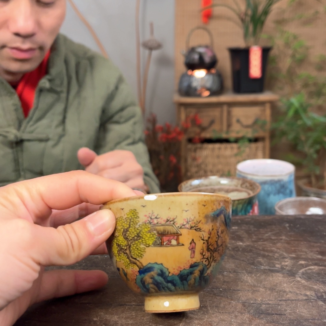 瓷片景德镇柴烧手绘杯