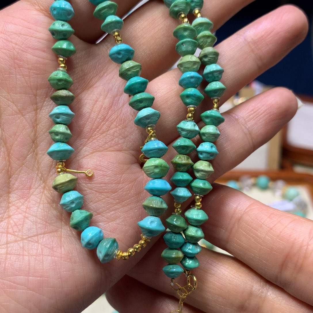 绿松石18K金镶嵌锁骨链